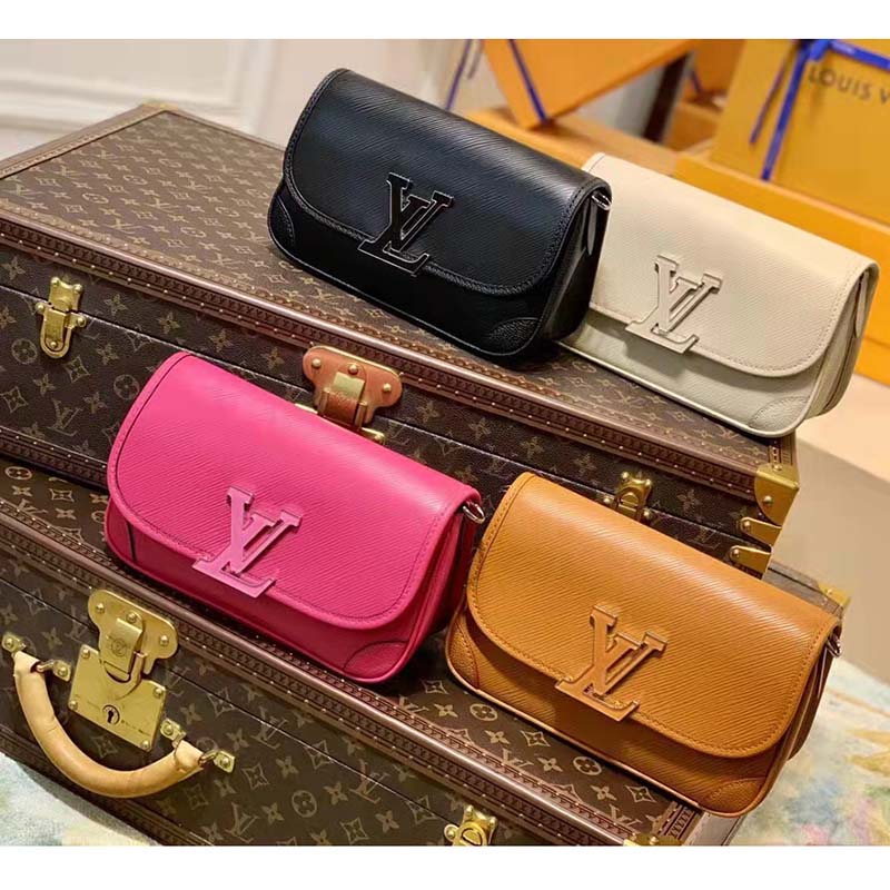 Louis Vuitton LV Women Buci Crossbody Brown Epi Grained Smooth Cowhide Leather