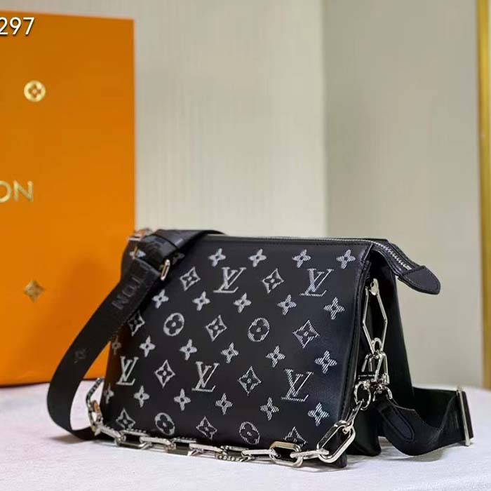 Louis Vuitton LV Women Coussin BB Handbag Black Glass Beads Polyester Satin