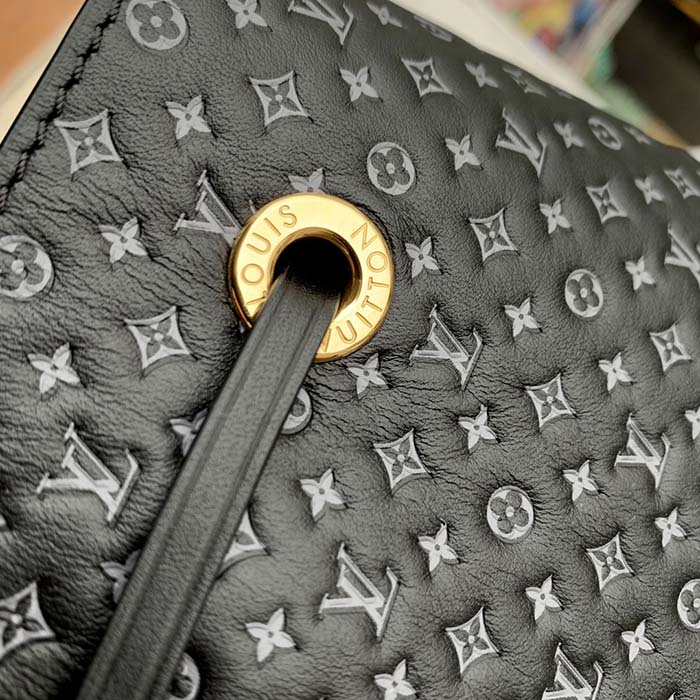 Louis Vuitton Women NeoNoé BB Bucket Bag Black Calfskin Monogram Flowers
