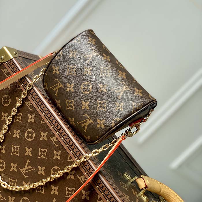 Louis Vuitton LV Unisex Mini Bumbag Brown Natural Cowhide Leather Monogram Coated Canvas