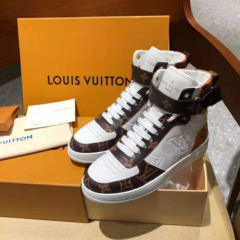 Louis Vuitton LV Unisex Boombox Sneaker Boot in Embossed Lamb Leather-Brown