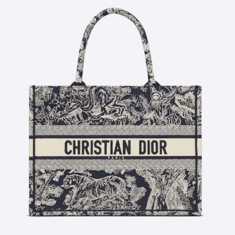 Dior Unisex Medium Book Tote Blue Toile De Jouy Reverse Embroidery
