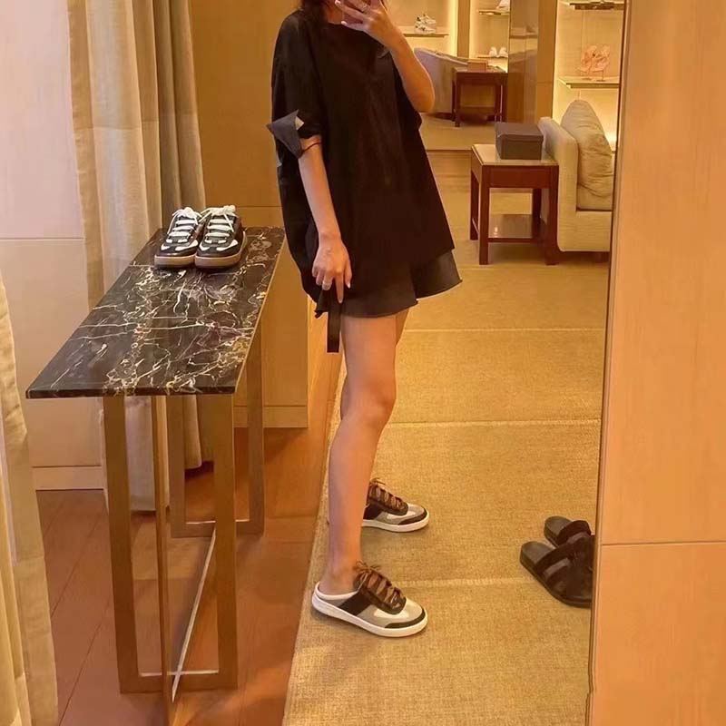 Louis Vuitton Women LV Lous Open-Back Sneaker Light Gray Suede Calf Leather Double Laces