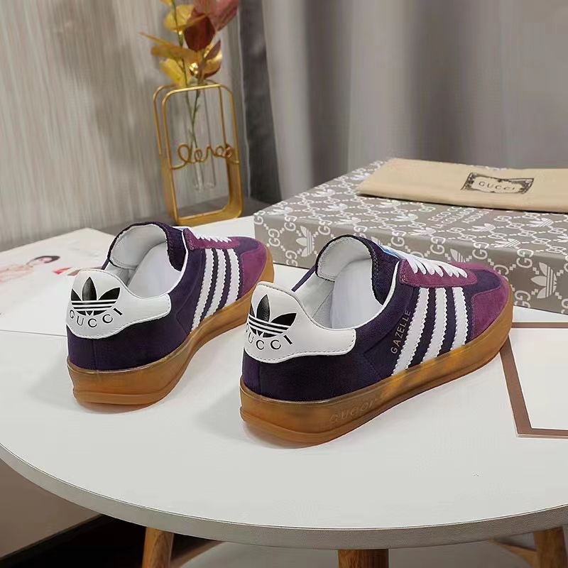 Gucci Unisex GG Adidas x Gucci Gazelle Sneaker Burgundy Velvet Suede Duchesse Demetra