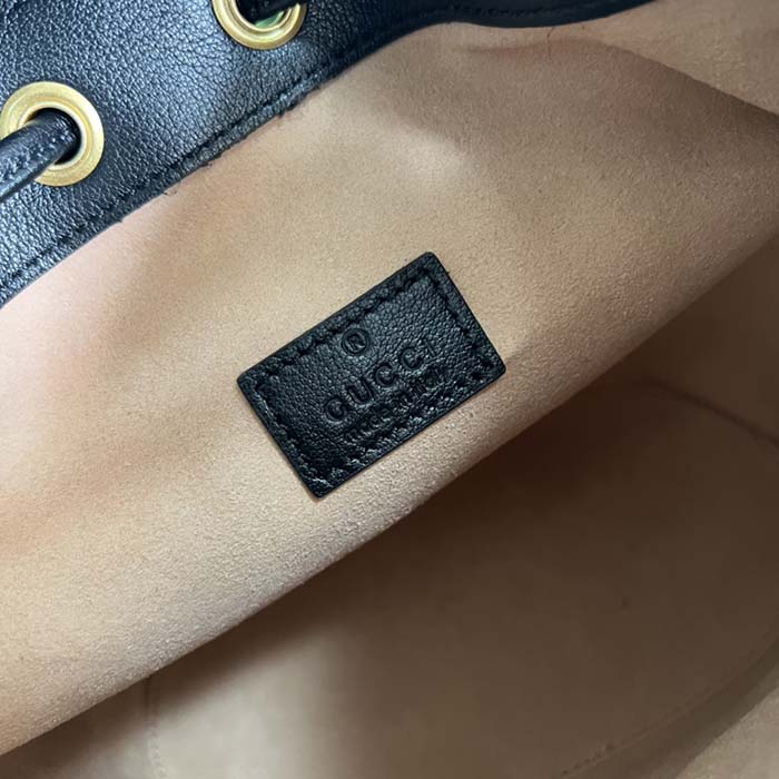 Gucci Women GG Diana Mini Bucket Bag Black Leather Double G