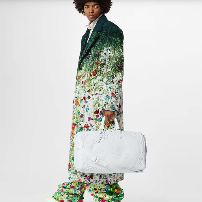 Louis Vuitton LV Unisex Keepall Bandoulière 50 Optic White Calf Cowhide Leather