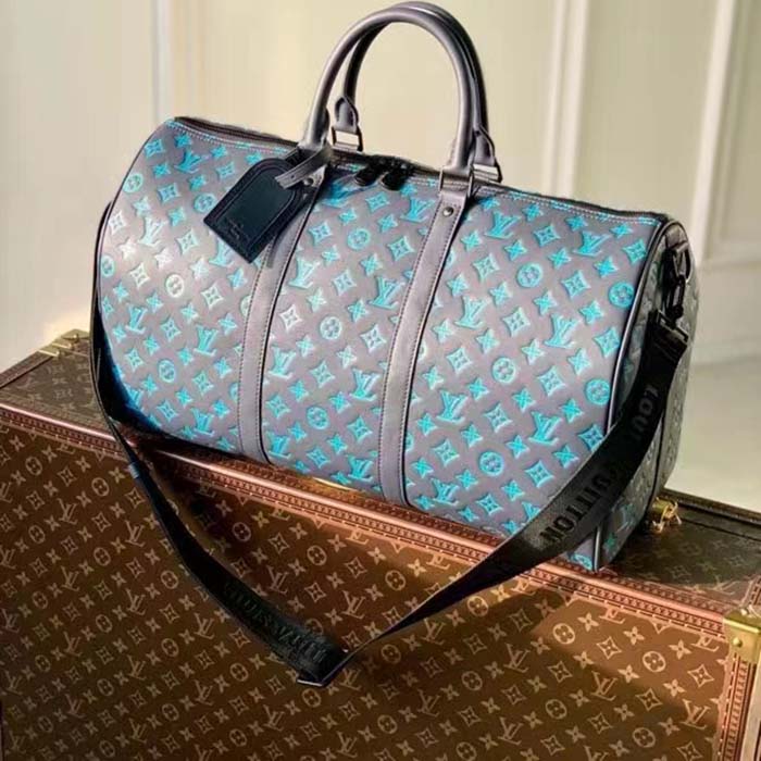 Louis Vuitton LV Unisex Keepall Bandoulière 50 Navy River Blue Calf Leather Cowhide