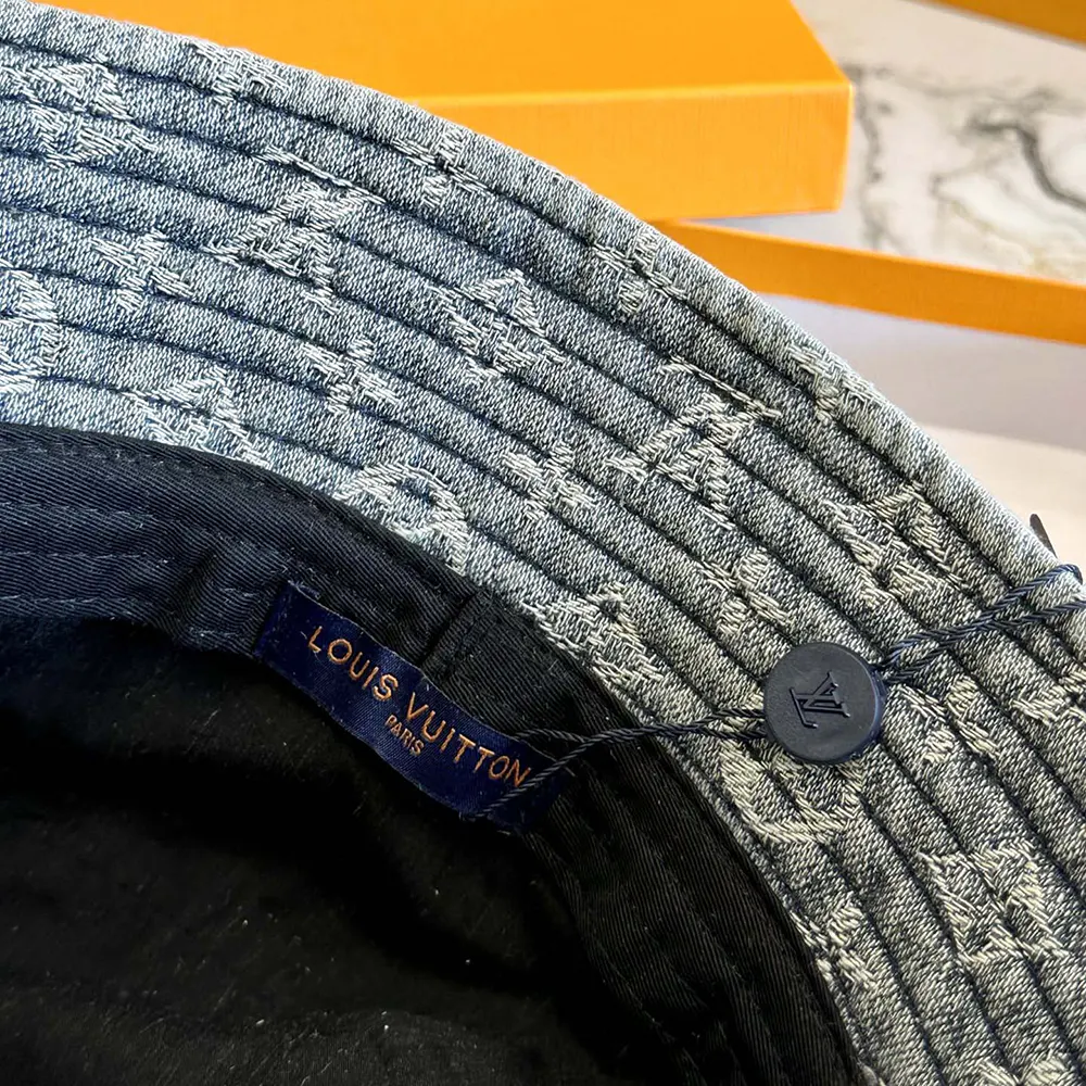 Louis Vuitton Unisex Denim Bucket Hat with Cotton-Blue