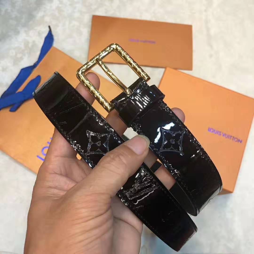 Louis Vuitton LV Unisex Daily LV 30mm Belt in Monogram Vernis Calf Leather-Black