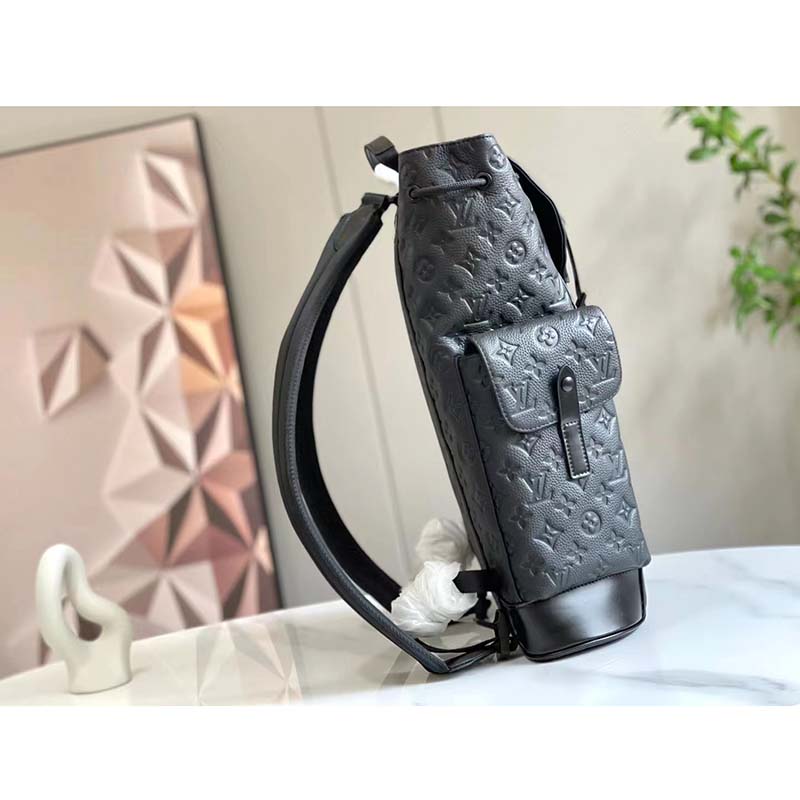 Louis Vuitton LV Unisex Christopher MM Backpack Black Taurillon Cowhide Leather