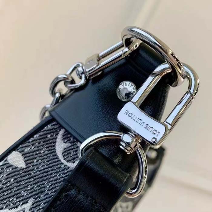 Louis Vuitton LV Women Loop PM Bag Gray Denim Textile Jacquard