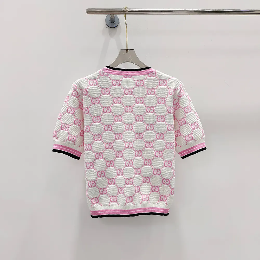 Gucci Women Cotton Crewneck Top with GG Intarsia 788766XKD1R9487