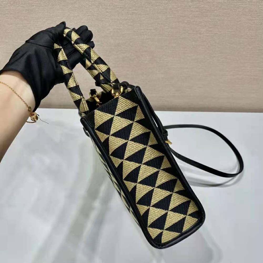 Prada Women Small Prada Symbole Jacquard Fabric Handbag-Brown