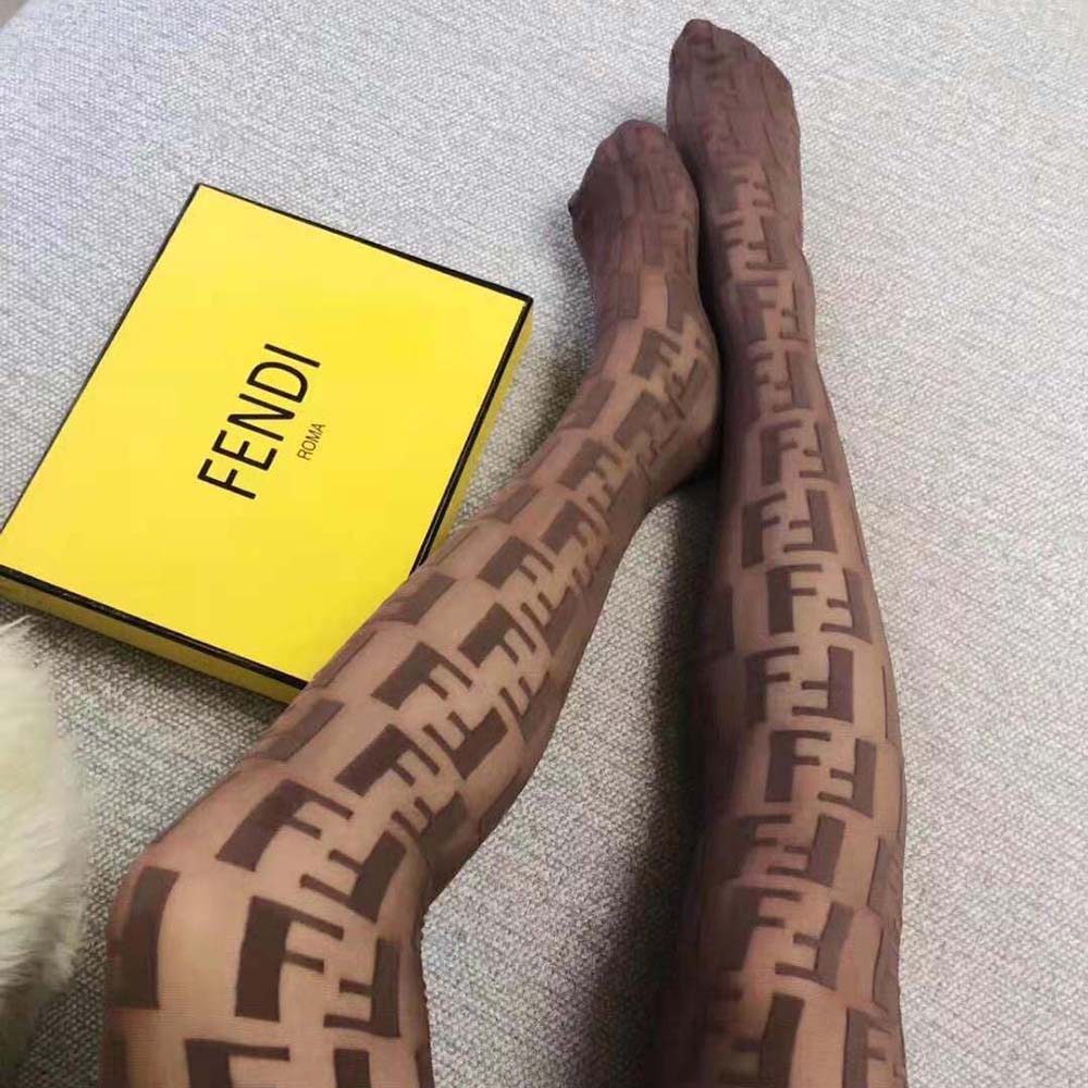 Fendi Women Tights Beige Nylon Pantyhose