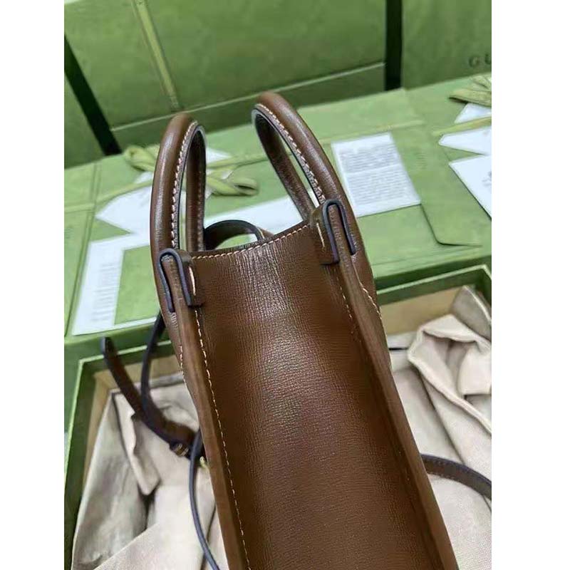 Gucci Unisex Mini Tote Bag with Interlocking G Beige and Ebony GG Supreme Canvas