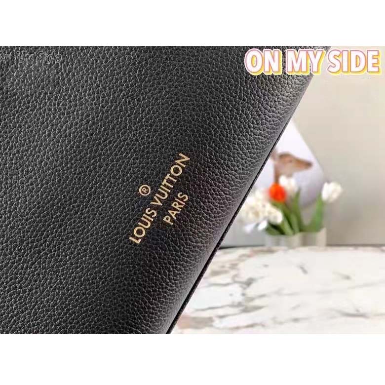 Louis Vuitton LV Women On My Side PM Handbag Black Monogram Coated Canvas Calf