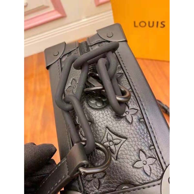 Louis Vuitton LV Unisex Soft Trunk Bag Monogram-Embossed Black Taurillon Cowhide Leather