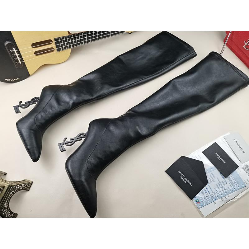 New Fashion Cowhide High Heel Boots 1023121406