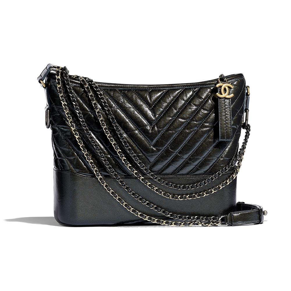 Chanel Women Chanel’s Gabrielle Large Hobo Bag in Aged Calfskin Leather-Black