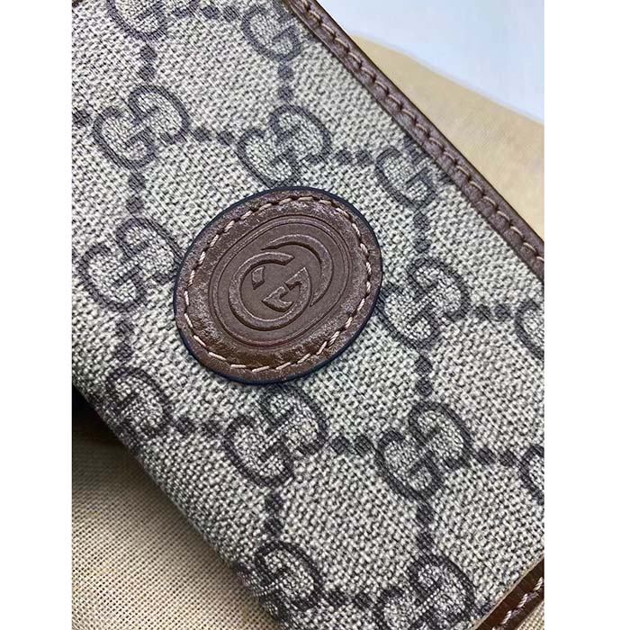 Gucci Unisex GG Supreme Canvas Beige Ebony GG Supreme Canvas Brown Leather