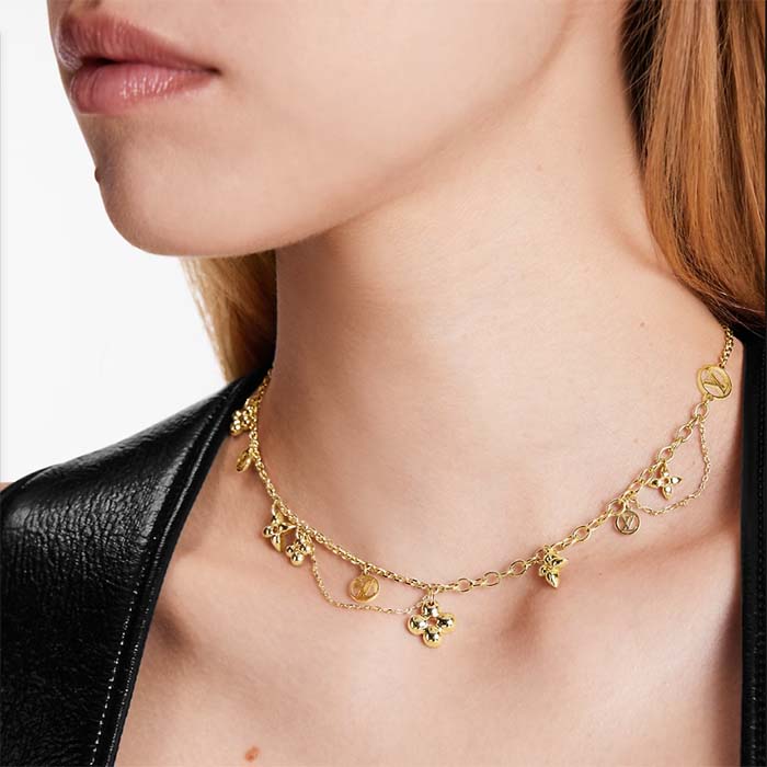 Louis Vuitton Women LV Blooming Supple Necklace Brass Monogram Flowers LV Circle