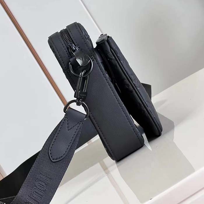 Louis Vuitton LV Unisex Trio Messenger Bag Black Calf Leather Cowhide