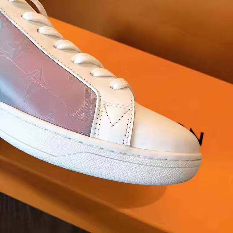 Louis Vuitton LV Unisex LV Luxembourg Sneaker in Iridescent Monogram Textile and Calf Leather-Rose