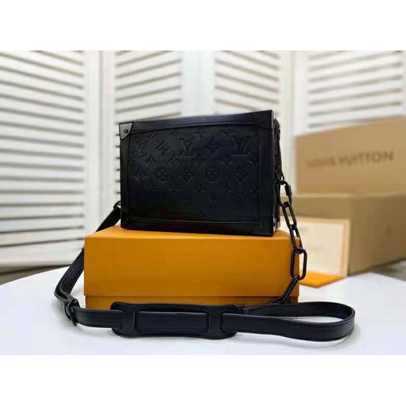 Louis Vuitton LV Unisex Soft Trunk Bag Black-On-Black Monogram-Embossed Taurillon Leather