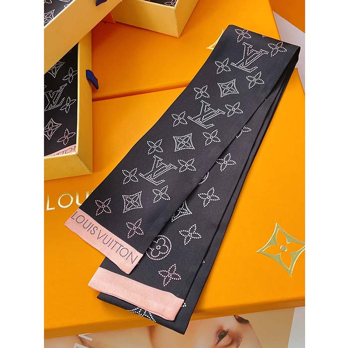 Louis Vuitton Women LV Mahina Flight Mode Classic Bandeau Black Silk Inkjet Monogram