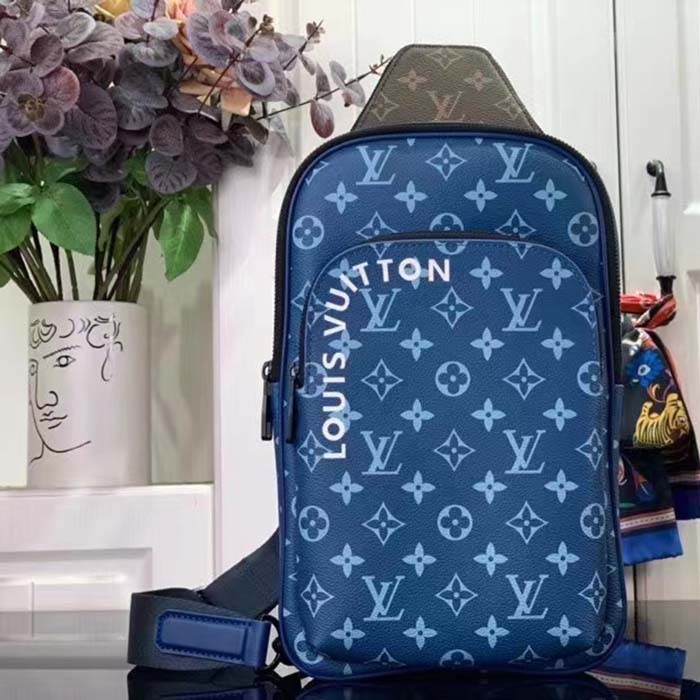 Louis Vuitton LV Unisex Avenue Slingbag NM Atlantic Blue Monogram Coated Canvas