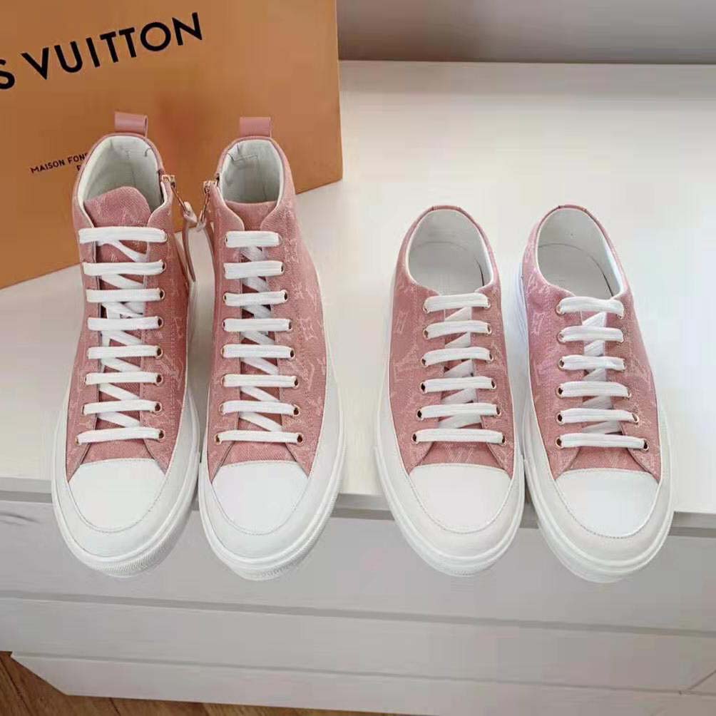 Louis Vuitton LV Women Stellar Sneaker Boot in Pink Monogram Denim