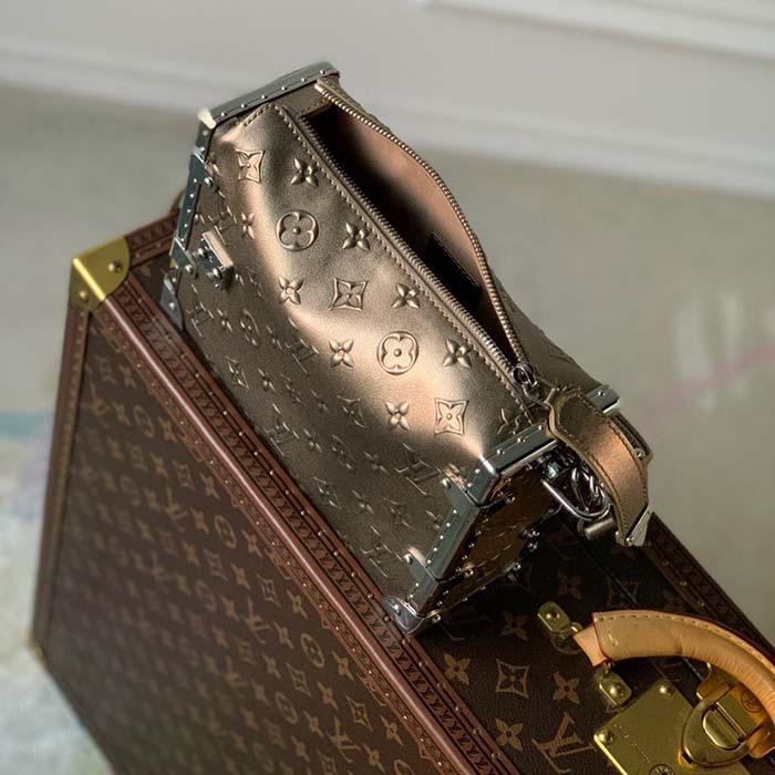 Louis Vuitton LV Unisex Side Trunk Handbag Light Gold Calfskin