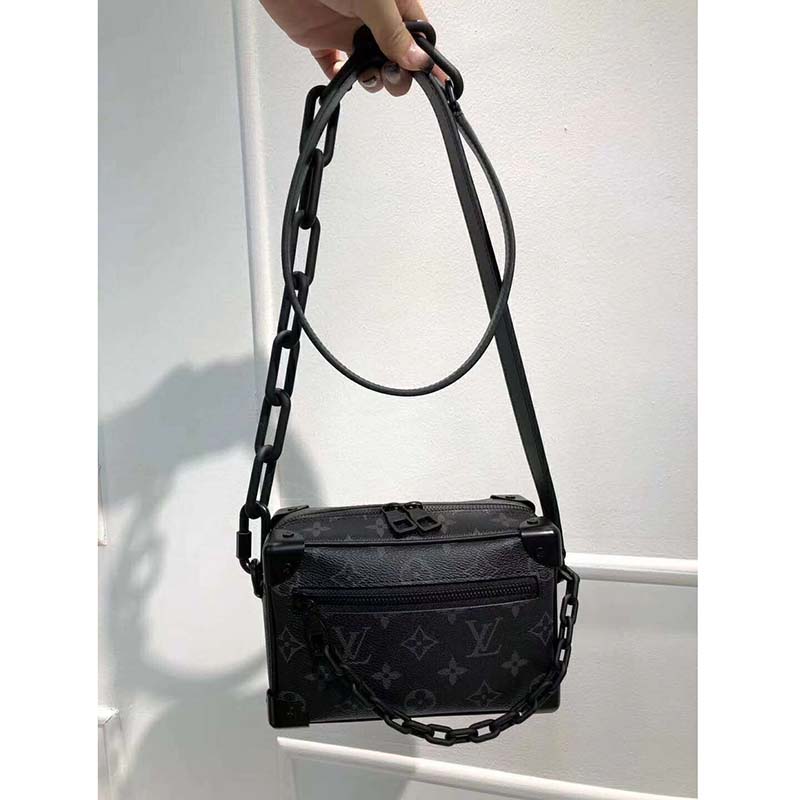 Louis Vuitton LV Unisex Mini Soft Trunk Bag in Monogram Eclipse Canvas and Chain