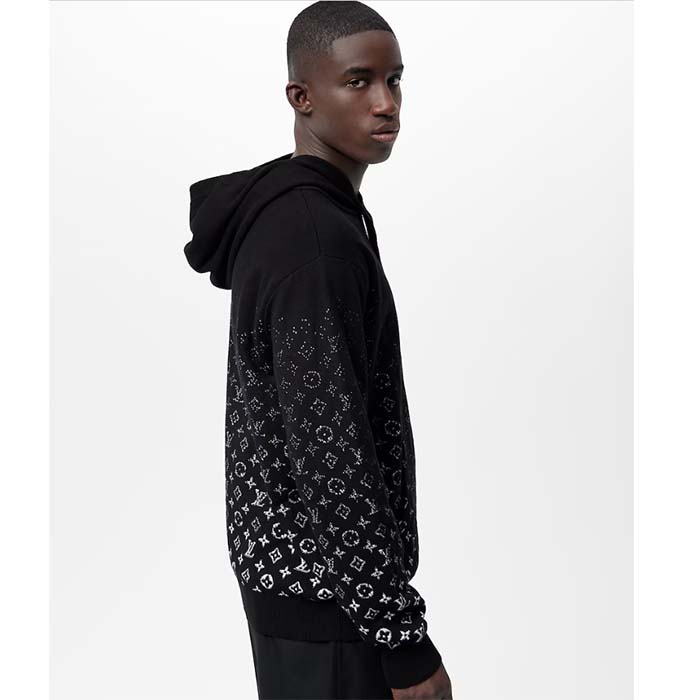 Louis Vuitton Men LV Monogram Gradient Hoodie Cotton Black White