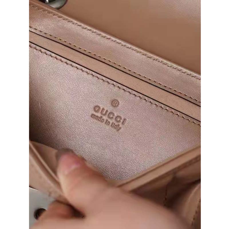 Gucci Women GG Marmont Mini Shoulder Bag Beige Double G Matelassé