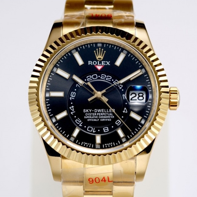 Rolex Sky-Dweller Gold Black Index Dial 42mm