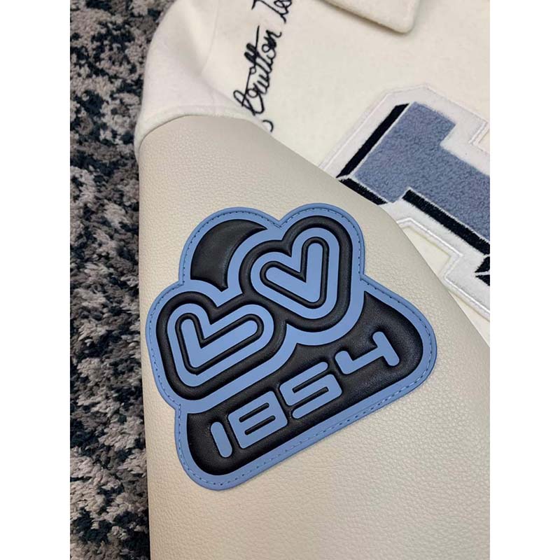 Louis Vuitton LV Men Multi-Patches Mixed Leather Varsity Blouson LWG Calf White