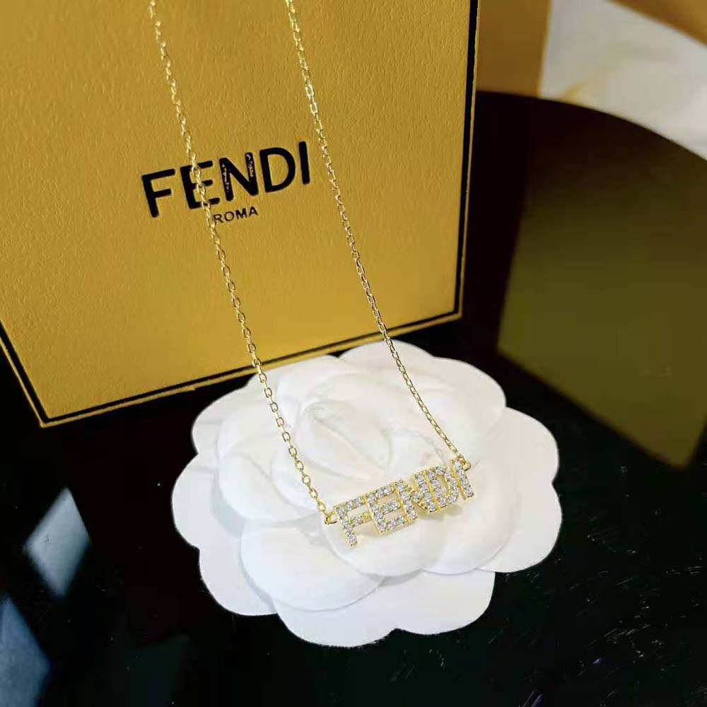 Fendi Women Signature Gold-colored Nnecklace Clip Closure