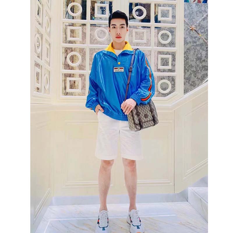 Gucci Unisex GG Messenger Bag Beige Ebony GG Supreme Canvas Leather