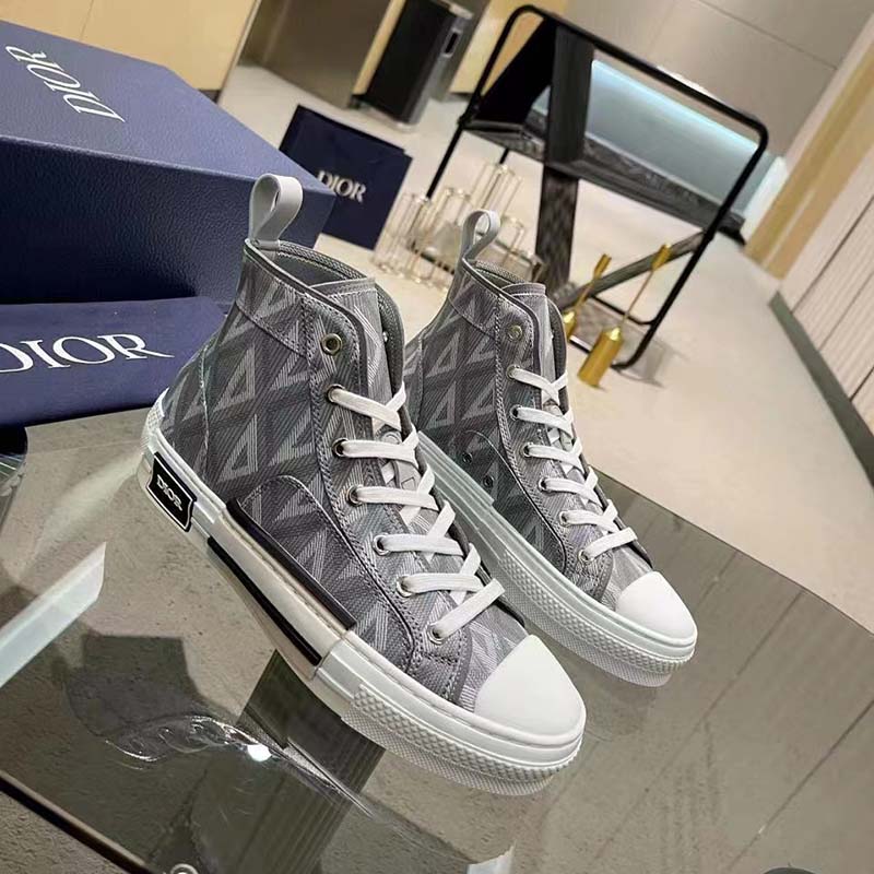 Dior Unisex B23 High Top Sneaker Gray CD Diamond Canvas