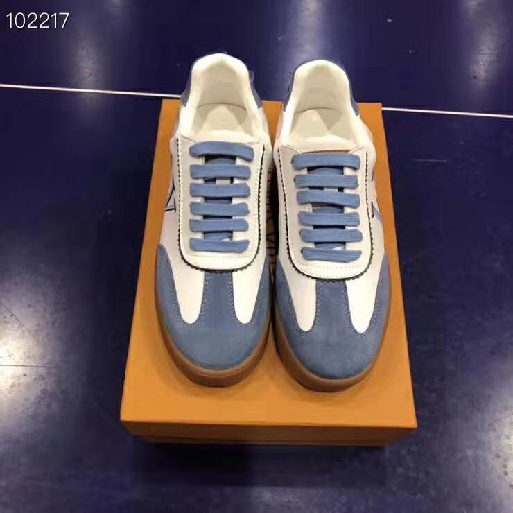 Louis Vuitton LV Women LV Frontrow Sneaker in Calf Leather and Suede Calf Leather-Blue