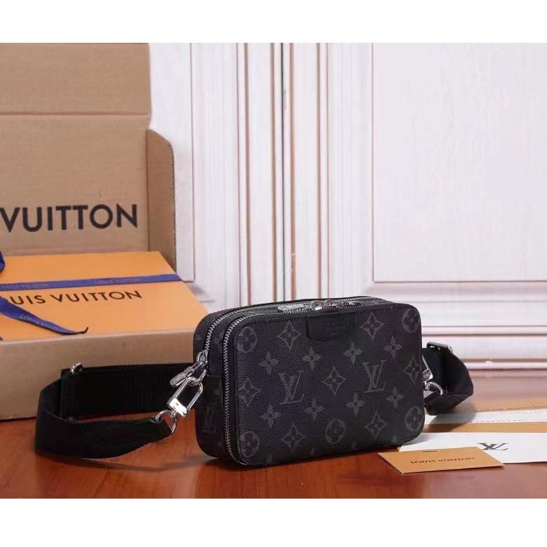 Louis Vuitton Unisex LV Alpha Wearable Wallet Grey Monogram Eclipse Coated Canvas