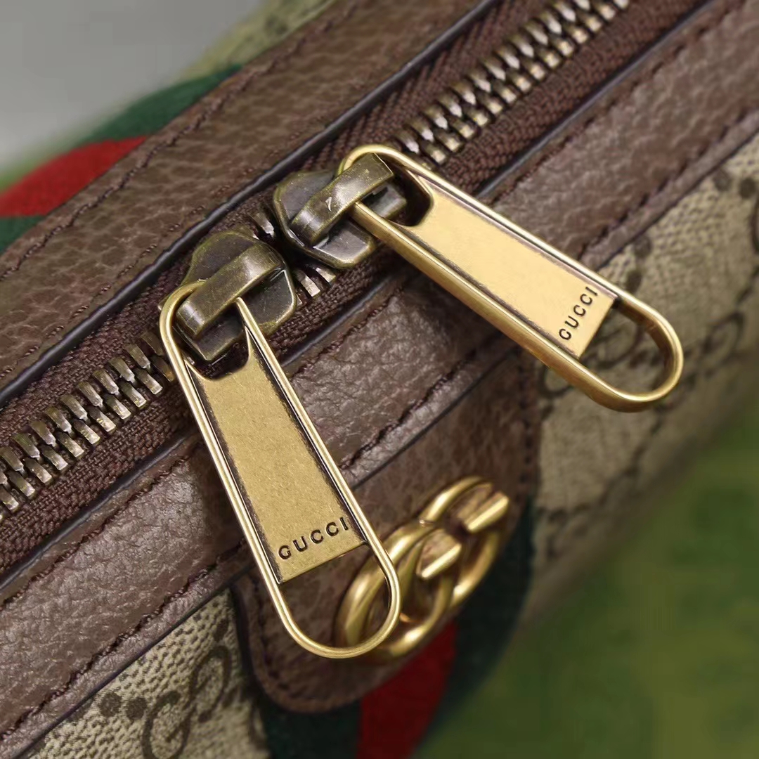 Gucci Unisex GG Ophidia GG Shoulder Bag Beige Ebony Supreme Canvas