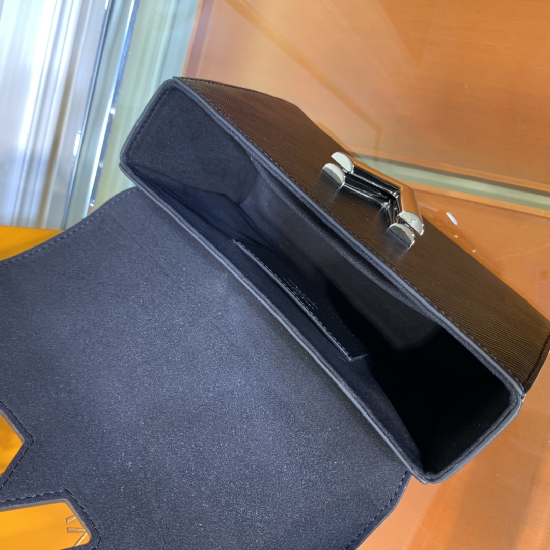 Louis Vuitton LV Women Twist MM Chain Bag Black Epi Grained Cowhide Leather