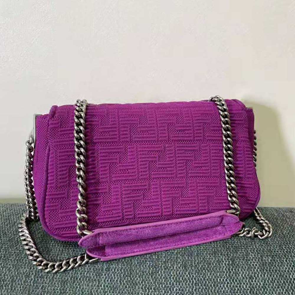 Fendi Women Midi Baguette Chain FF Fabric Bag-Purple