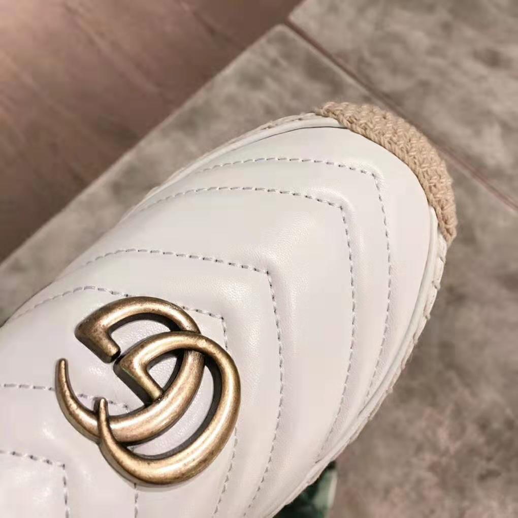 Gucci Women Leather Espadrille with Double G in 2 cm Height-White