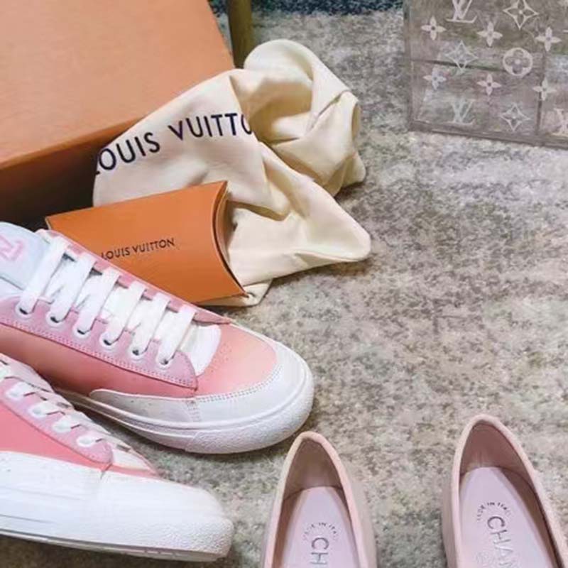 Louis Vuitton LV Women Charlie Sneaker Rose Clair Pink Recycled Rubber LV Initials