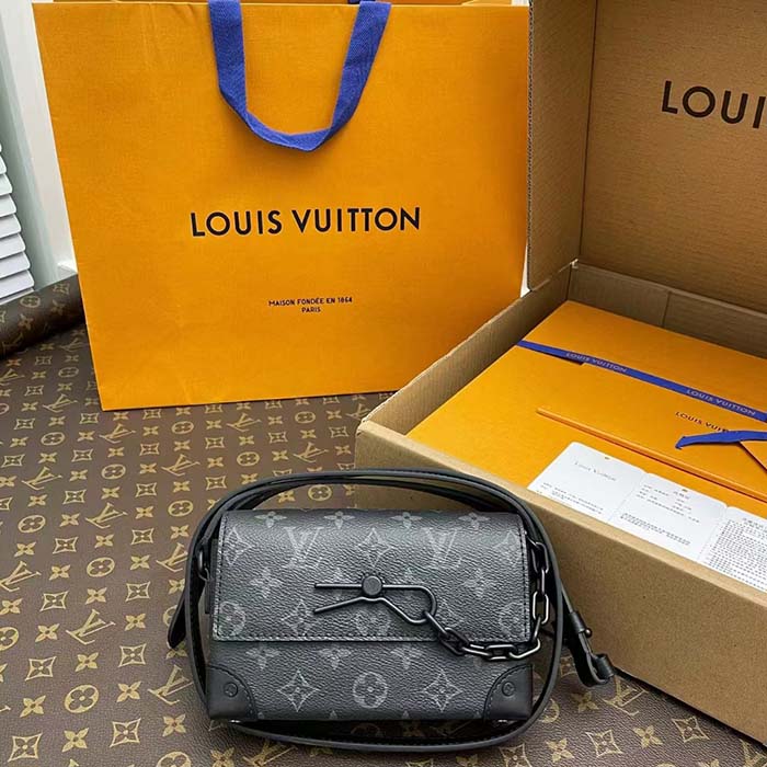 Louis Vuitton LV Unisex Steamer Wearable Wallet Black Monogram Eclipse Coated Canvas Cowhide Leather