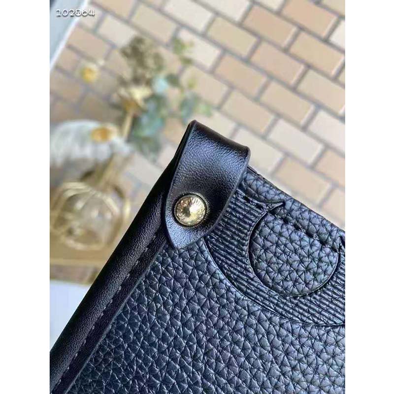 Louis Vuitton Women Onthego MM Tote Bag Black Embossed Grained Cowhide