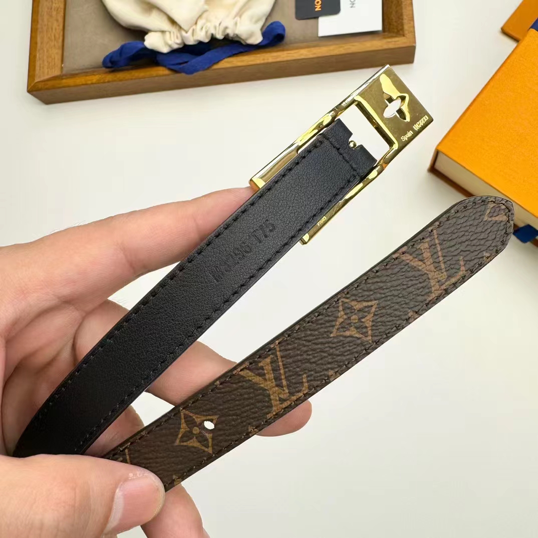 Louis Vuitton Unisex LV Duo 18MM Reversible Belt Monogram Canvas Recto Side Black Leather Verso